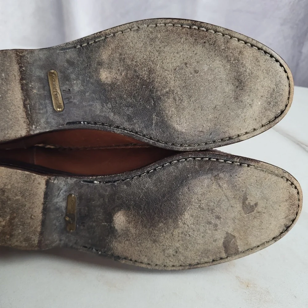 MEZLAN MORELLA Size 7 M Men's Suede Leather & Crocodile Loafers Olive